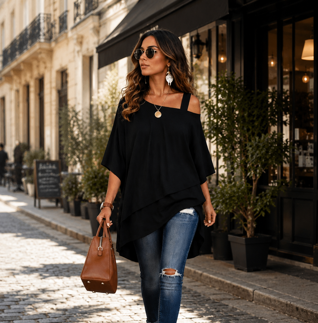 Haut Asymétrique Coupe Fluide