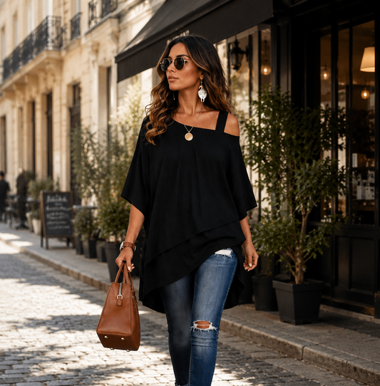 Haut Asymétrique Coupe Fluide