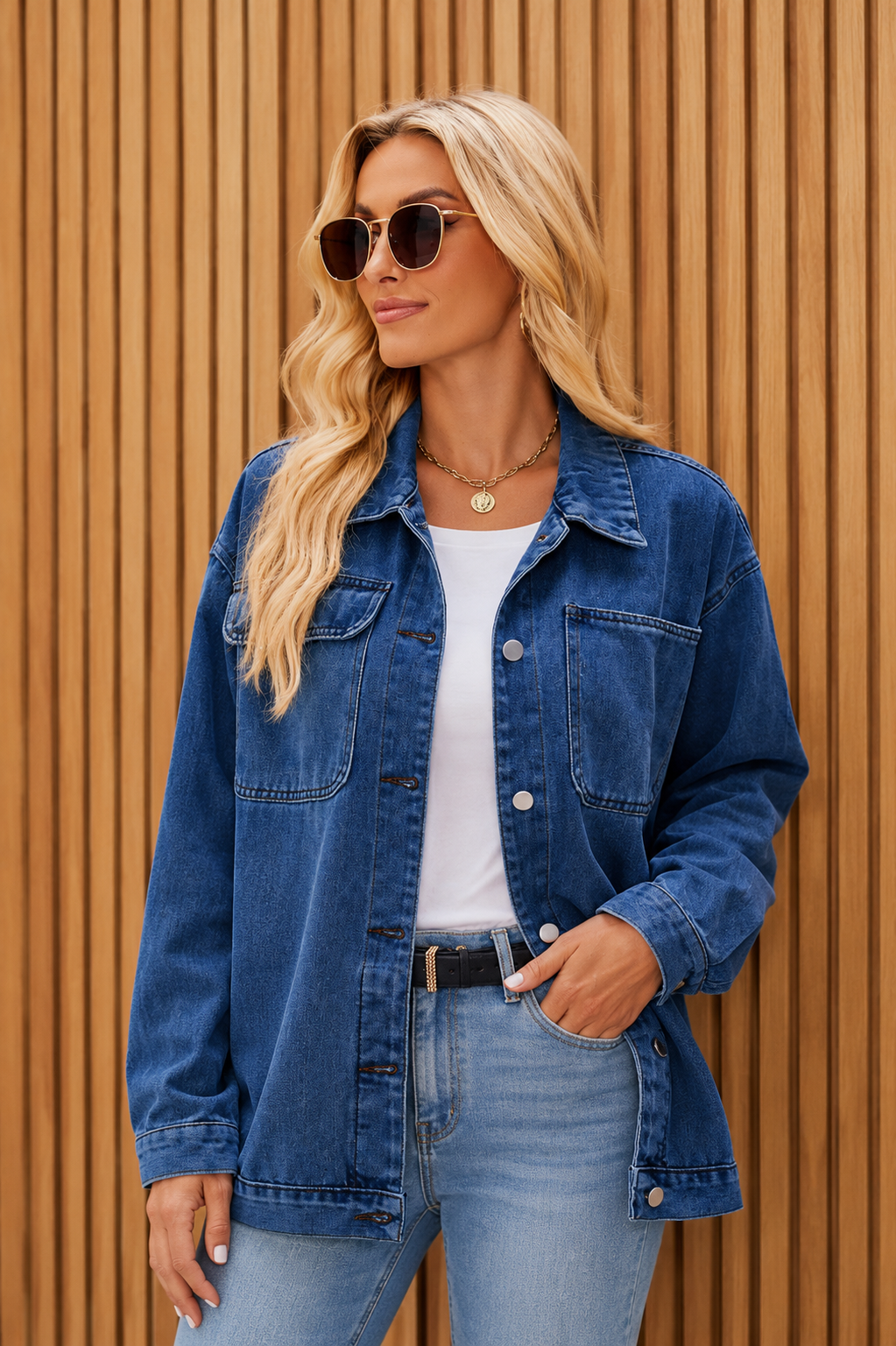 Veste en Jean Oversize Rétro