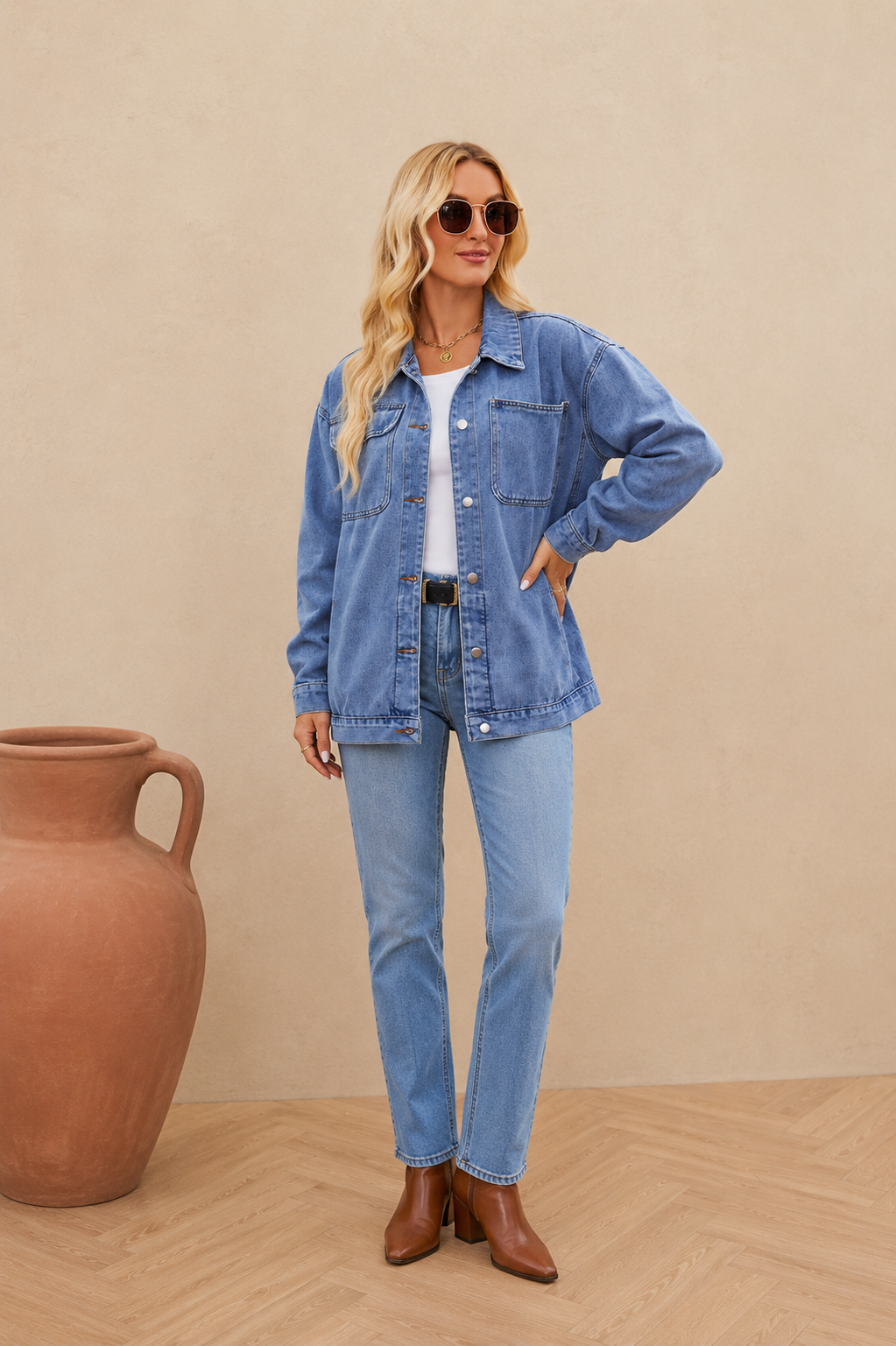 Veste en Jean Oversize Rétro