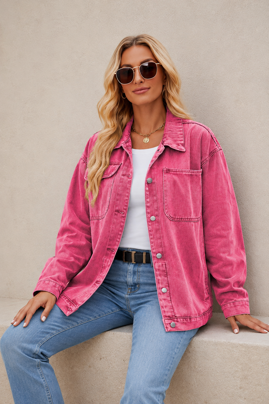 Veste en Jean Oversize Rétro
