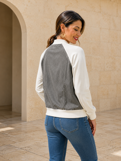 Veste Denim Patchwork Capuche