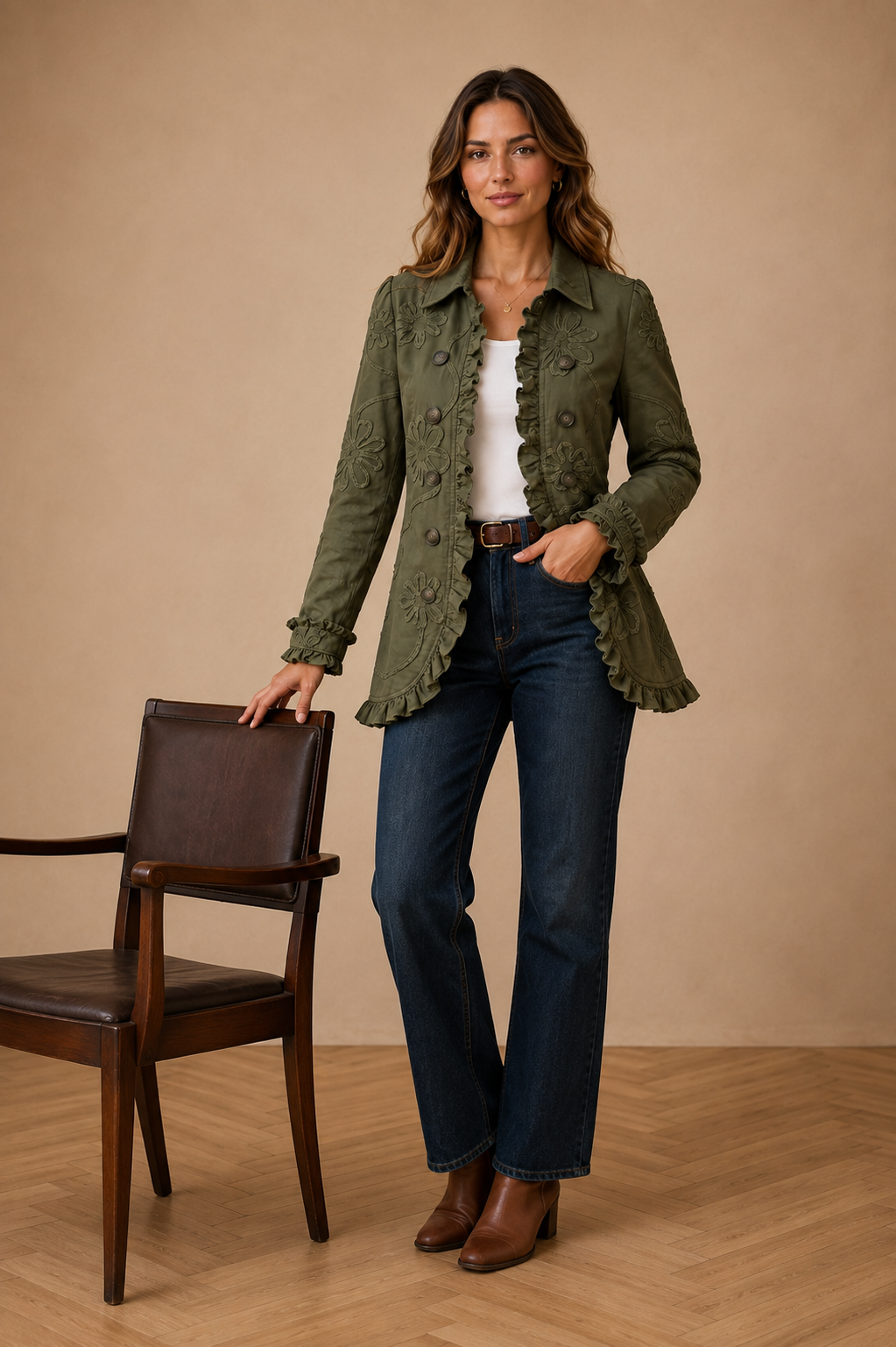 Veste Fleurie à Volants