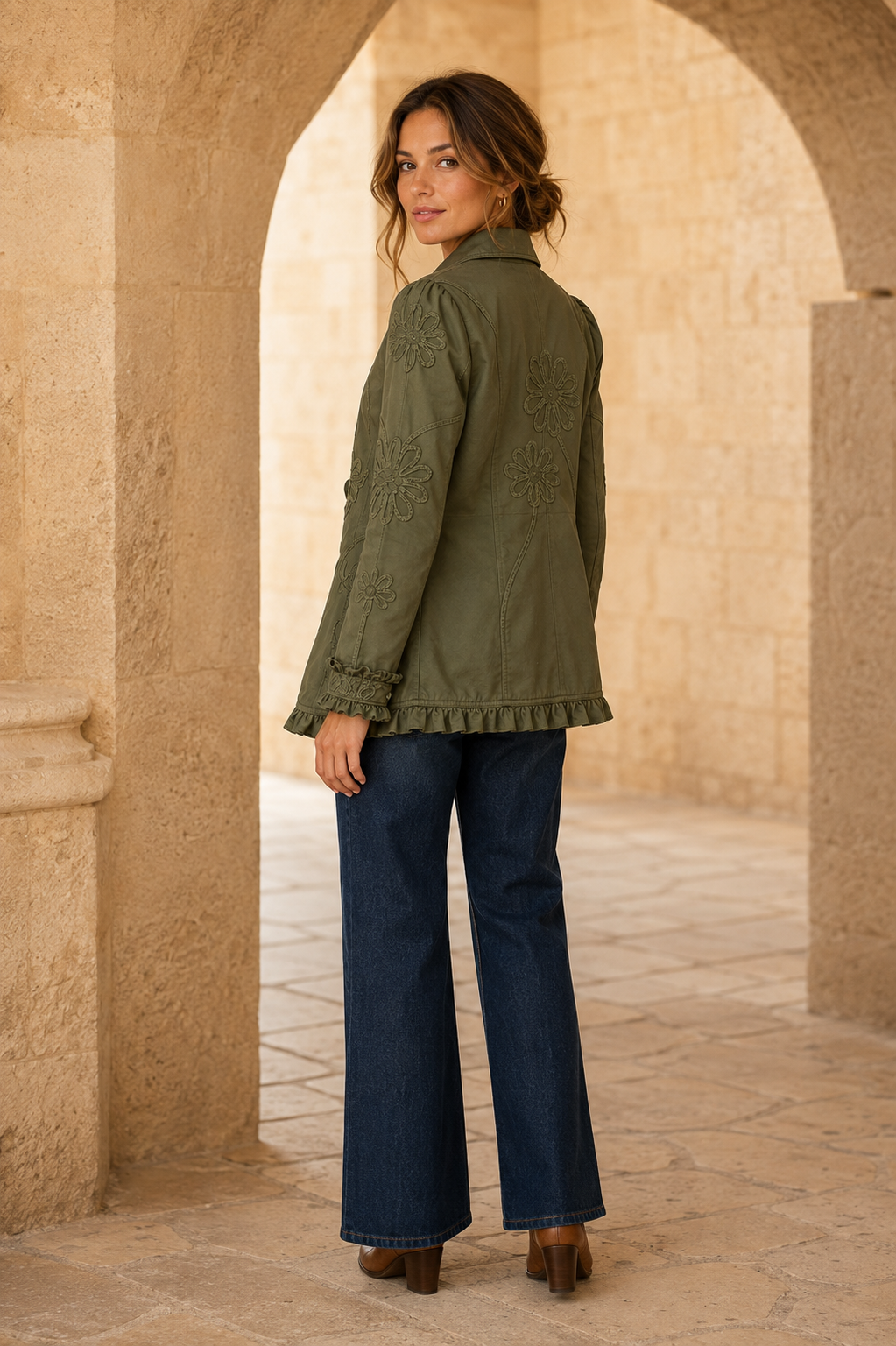 Veste Fleurie à Volants