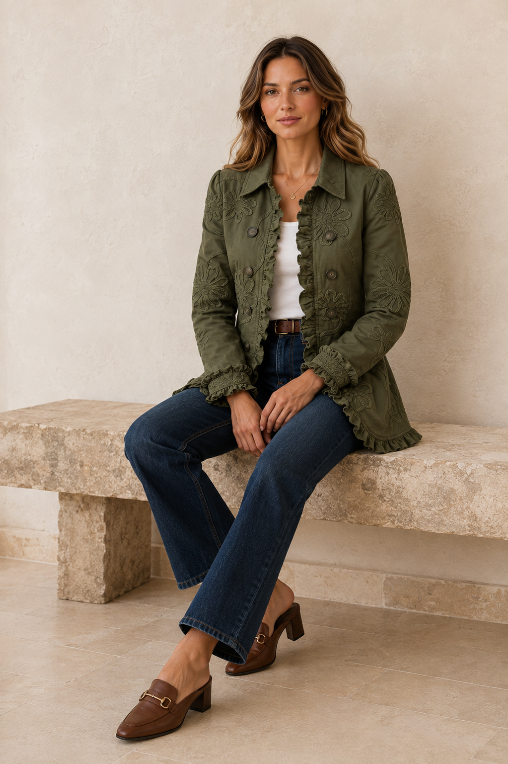 Veste Fleurie à Volants