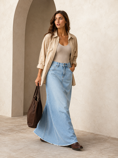 Jupe Denim Coupe Droite